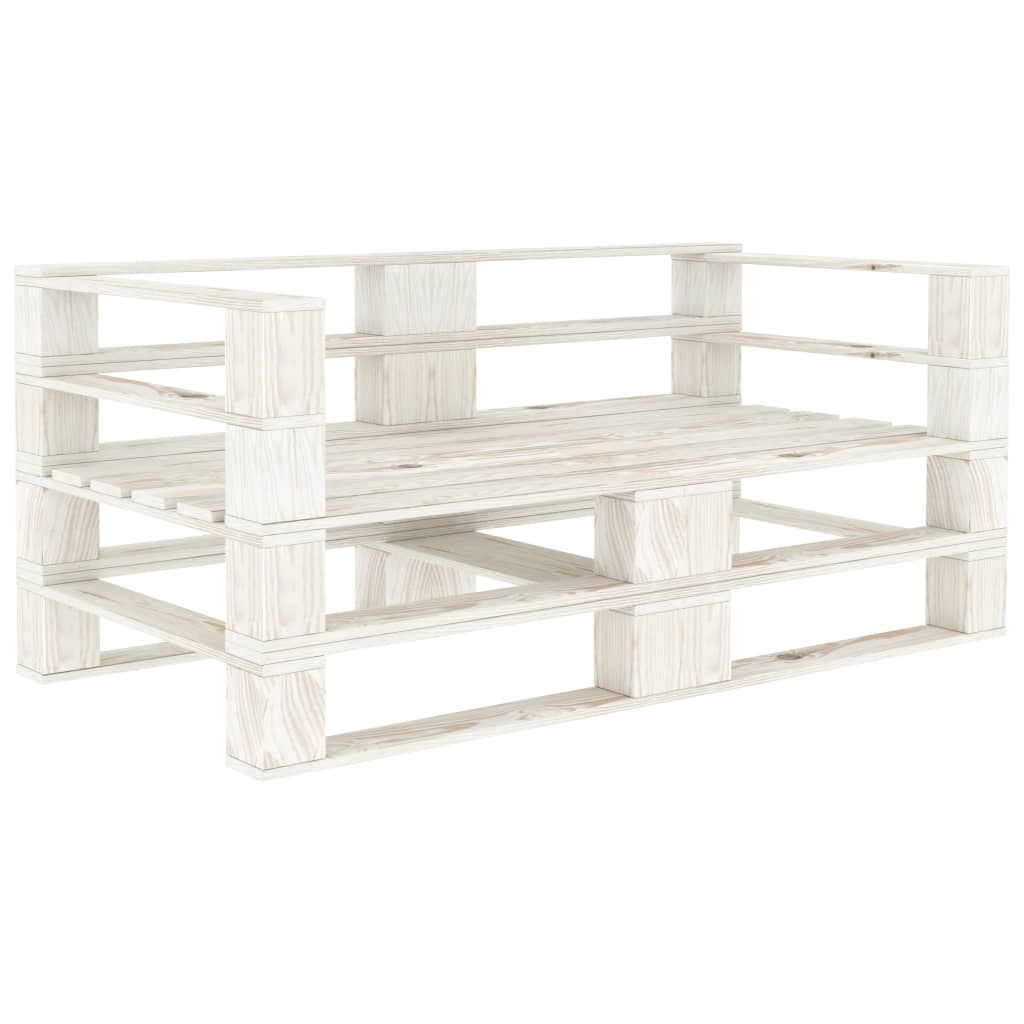 Garten-Palettensofa 2-Sitzer Weiß Holz