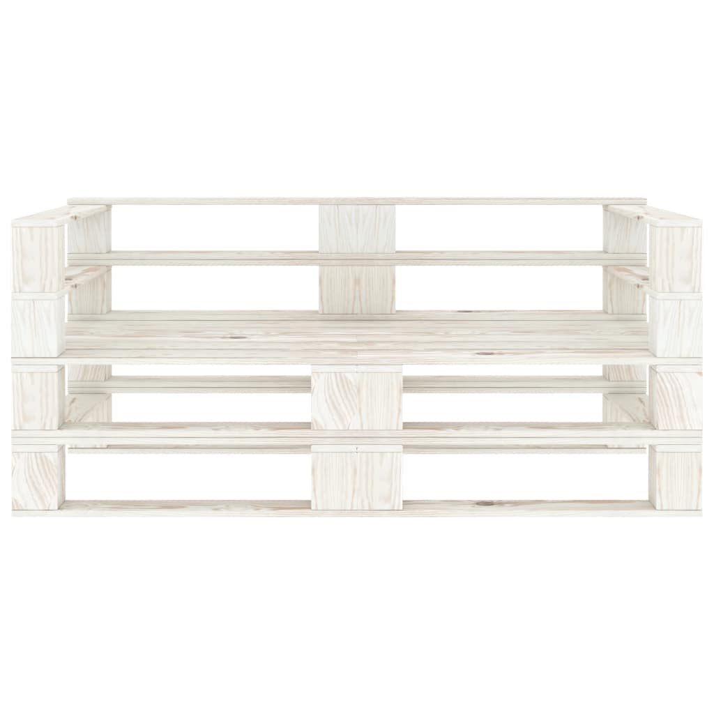 Garten-Palettensofa 2-Sitzer Weiß Holz