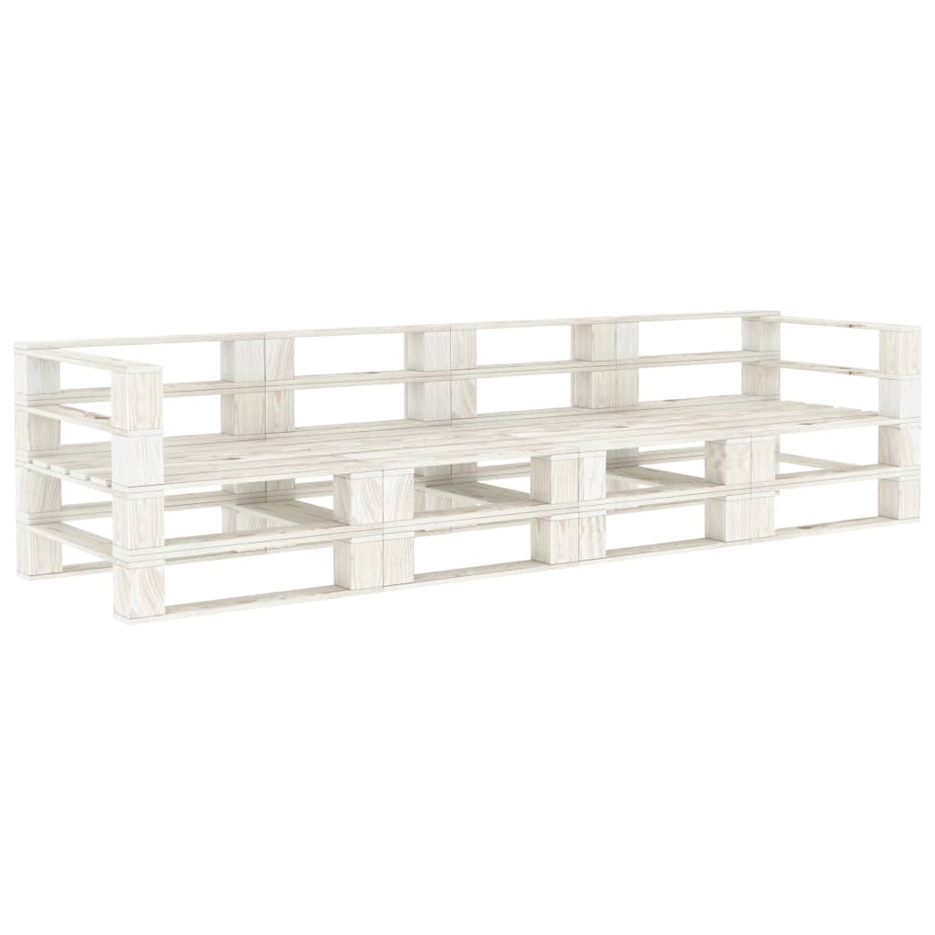 Garten-Palettensofa 4-Sitzer Weiß Holz