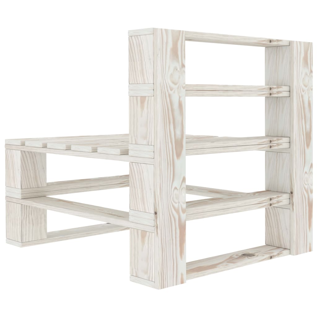 Garten-Palettensofa 4-Sitzer Weiß Holz