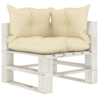 Thumbnail for Garten-Paletten-Ecksofa mit Kissen in Creme Holz