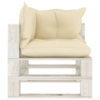 Thumbnail for Garten-Paletten-Ecksofa mit Kissen in Creme Holz