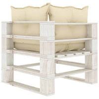 Thumbnail for Garten-Paletten-Ecksofa mit Kissen in Creme Holz