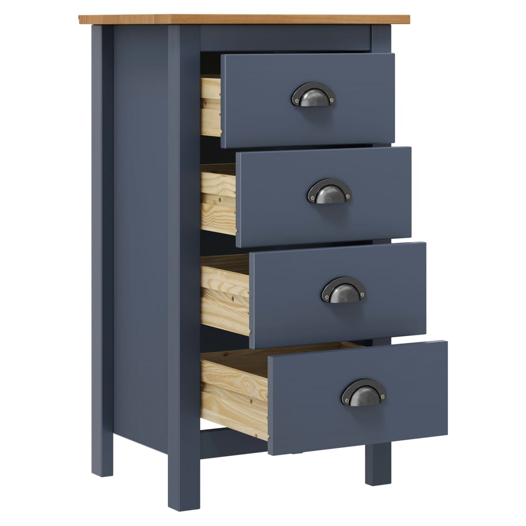 Sideboard Hill Grau 46x35x80 cm Massivholz Kiefer