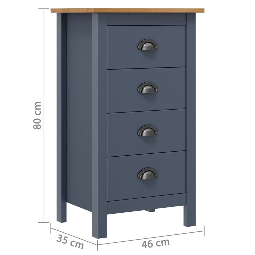 Sideboard Hill Grau 46x35x80 cm Massivholz Kiefer
