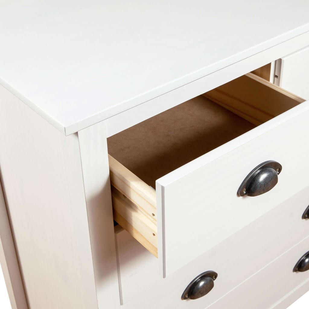 Sideboard Hill Weiß 79x40x80 cm Massivholz Kiefer