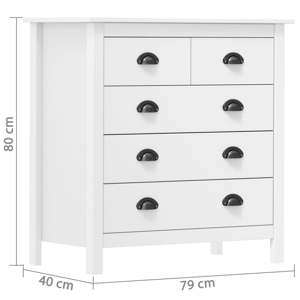 Sideboard Hill Weiß 79x40x80 cm Massivholz Kiefer