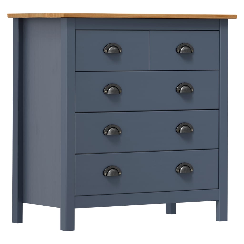 Sideboard Hill Grau 79x40x80 cm Massivholz Kiefer
