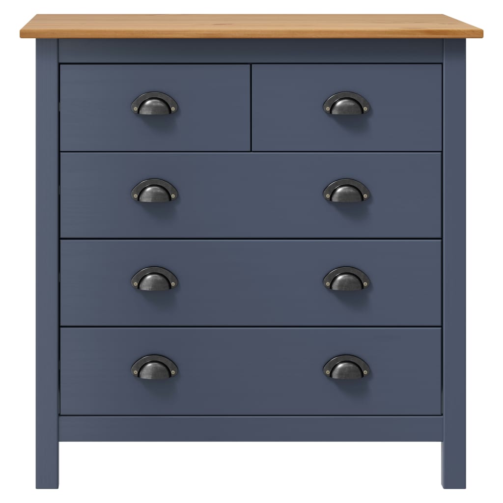 Sideboard Hill Grau 79x40x80 cm Massivholz Kiefer