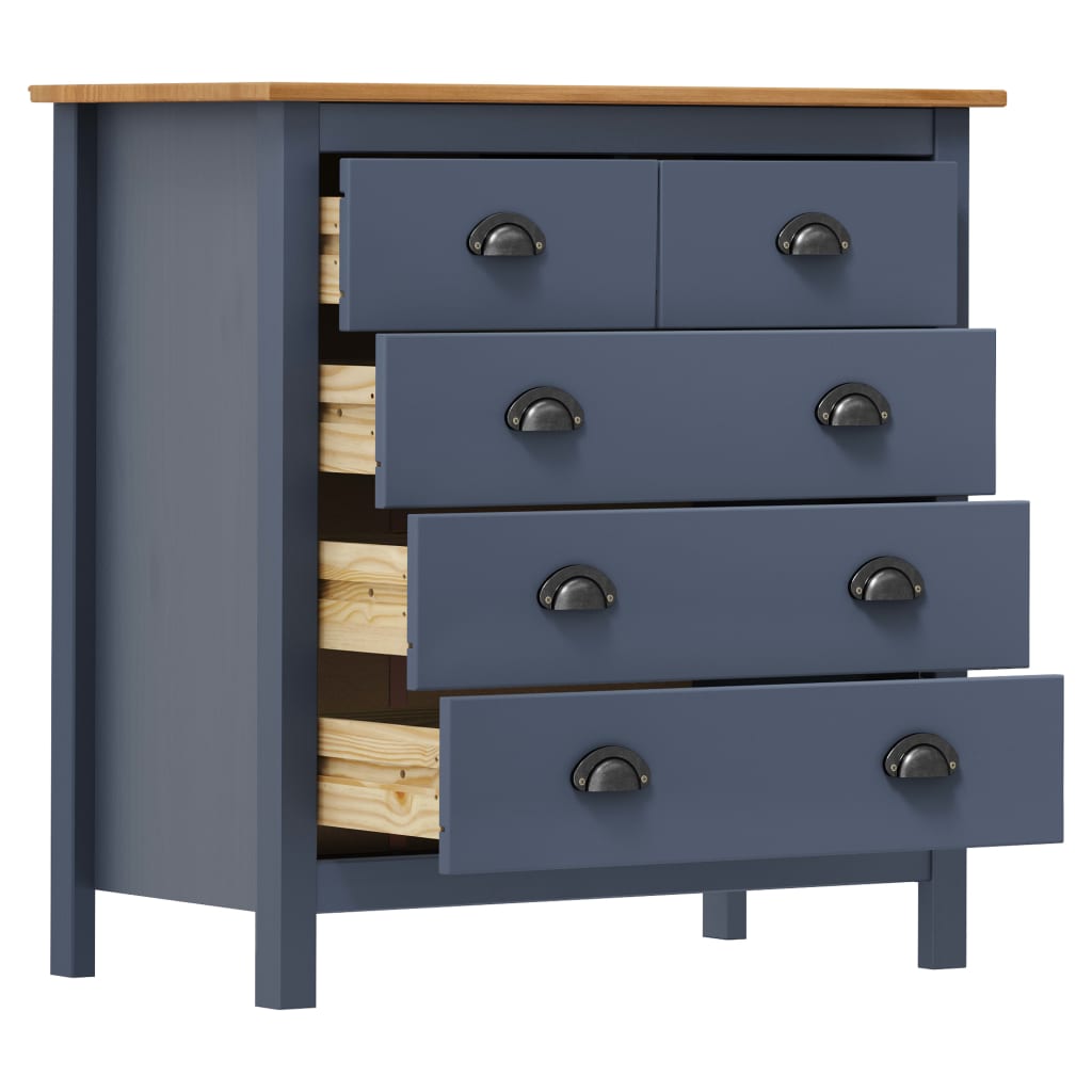 Sideboard Hill Grau 79x40x80 cm Massivholz Kiefer