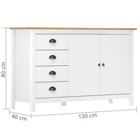 Thumbnail for Sideboard Hill Weiß 130x40x80 cm Massivholz Kiefer
