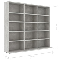 Thumbnail for CD-Regal Betongrau 102x23x89,5 cm Holzwerkstoff