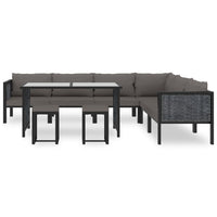 Thumbnail for 9-tlg. Garten-Lounge-Set mit Auflagen Poly Rattan Anthrazit