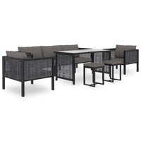Thumbnail for 8-tlg. Garten-Lounge-Set mit Auflagen Poly Rattan Anthrazit