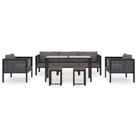 Thumbnail for 8-tlg. Garten-Lounge-Set mit Auflagen Poly Rattan Anthrazit