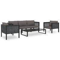 Thumbnail for 6-tlg. Garten-Lounge-Set mit Auflagen Poly Rattan Anthrazit
