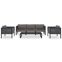 Thumbnail for 6-tlg. Garten-Lounge-Set mit Auflagen Poly Rattan Anthrazit