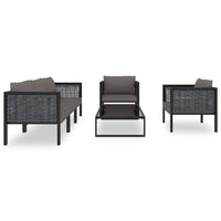Thumbnail for 6-tlg. Garten-Lounge-Set mit Auflagen Poly Rattan Anthrazit