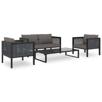 Thumbnail for 5-tlg. Garten-Lounge-Set mit Auflagen Poly Rattan Anthrazit