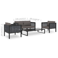 Thumbnail for 5-tlg. Garten-Lounge-Set mit Auflagen Poly Rattan Anthrazit