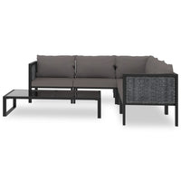 Thumbnail for 6-tlg. Garten-Lounge-Set mit Auflagen Poly Rattan Anthrazit