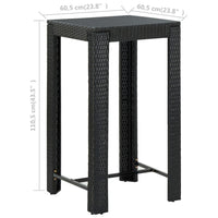 Thumbnail for Garten-Bartisch Schwarz 60,5x60,5x110,5 cm Poly Rattan