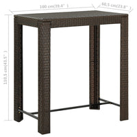 Thumbnail for Garten-Bartisch Braun 100x60,5x110,5 cm Poly Rattan