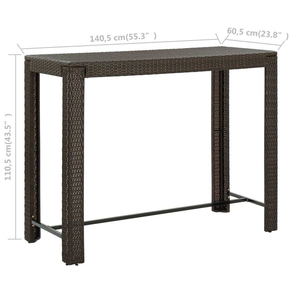 Garten-Bartisch Braun 140,5x60,5x110,5 cm Poly Rattan