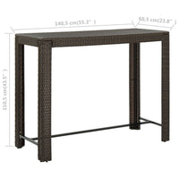 Thumbnail for Garten-Bartisch Braun 140,5x60,5x110,5 cm Poly Rattan