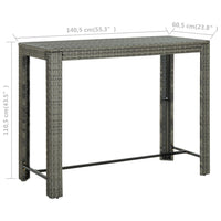 Thumbnail for Garten-Bartisch Grau 140,5x60,5x110,5 cm Poly Rattan