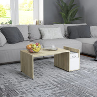 Thumbnail for Couchtisch Weiß Sonoma-Eiche 90x45x35 cm Holzwerkstoff