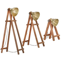 Thumbnail for Stehlampen 3 Stk. Messing E27 Mango Massivholz