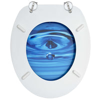 Thumbnail for Toilettensitz mit Deckel MDF Blau Wassertropfen-Design