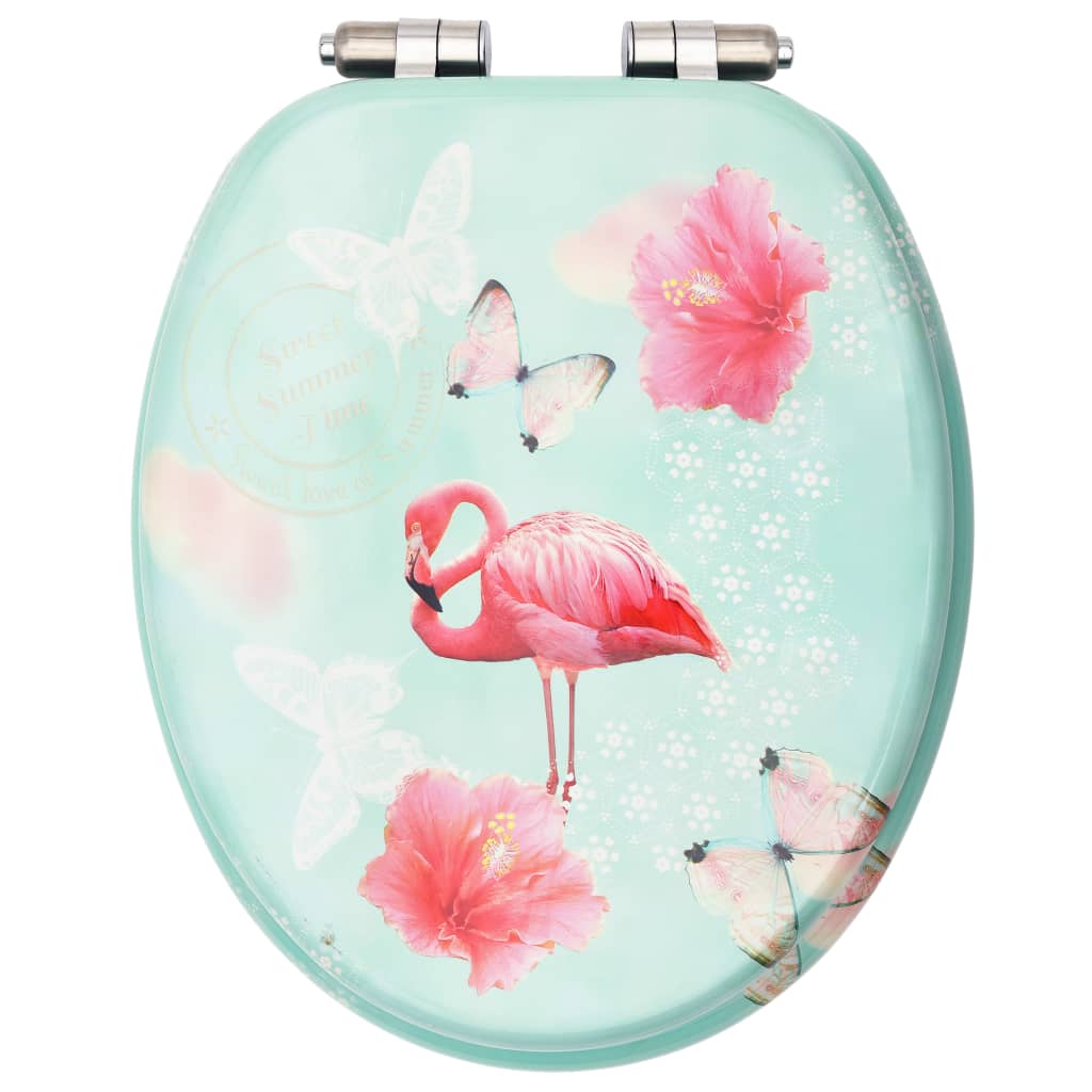 Toilettensitz mit Soft-Close-Deckel MDF Flamingo-Design