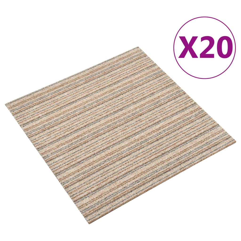 Teppichfliesen 20 Stk. 5 m² 50x50 cm Gestreift Beige