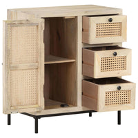 Thumbnail for Sideboard 60x35x70 cm Mango Massivholz und Rohrgeflecht
