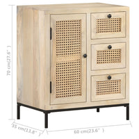 Thumbnail for Sideboard 60x35x70 cm Mango Massivholz und Rohrgeflecht