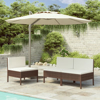 Thumbnail for Gartenstühle 3 Stk. mit Auflagen Poly Rattan Braun
