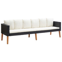 Thumbnail for 3-Sitzer-Gartensofa mit Auflagen Poly Rattan Schwarz