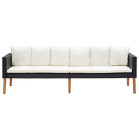 Thumbnail for 3-Sitzer-Gartensofa mit Auflagen Poly Rattan Schwarz