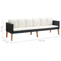 Thumbnail for 3-Sitzer-Gartensofa mit Auflagen Poly Rattan Schwarz