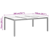 Thumbnail for Gartentisch 200x150x75 cm Hartglas und Poly Rattan Grau