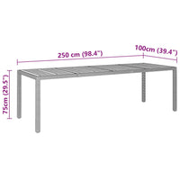 Thumbnail for Gartentisch Grau 250x100x75 cm Poly Rattan & Massivholz Akazie