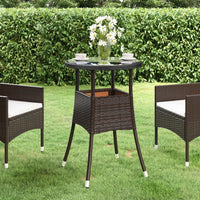Thumbnail for Gartentisch Ø60x75 cm Hartglas und Poly Rattan Braun