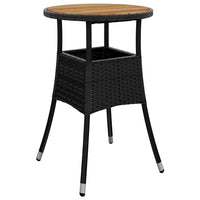 Thumbnail for Gartentisch Ø60x75 cm Akazienholz und Poly Rattan Schwarz