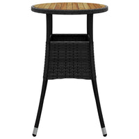 Thumbnail for Gartentisch Ø60x75 cm Akazienholz und Poly Rattan Schwarz