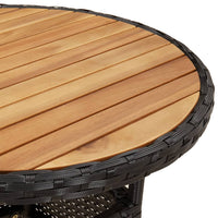 Thumbnail for Gartentisch Ø60x75 cm Akazienholz und Poly Rattan Schwarz
