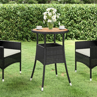 Thumbnail for Gartentisch Ø60x75 cm Akazienholz und Poly Rattan Schwarz