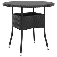 Thumbnail for Gartentisch Ø80x75 cm Hartglas und Poly Rattan Schwarz
