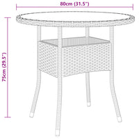 Thumbnail for Gartentisch Ø80x75 cm Hartglas und Poly Rattan Schwarz